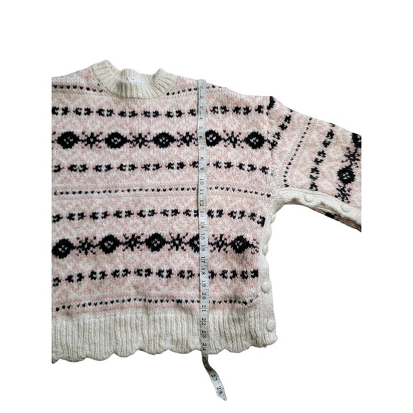 ZARA Jacquard Knit Sweater Fair Isle Wool/ Alpaca Cream/ Pink Size M/ LARGE - Picture 4 of 7
